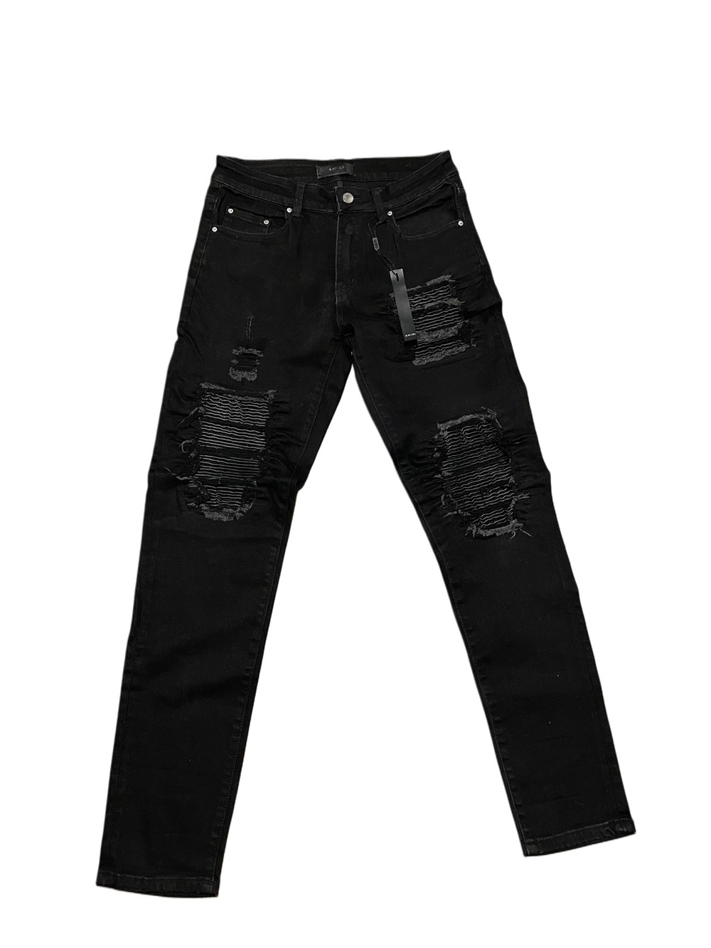 AMIRI Black Distressed Skinny Jeans